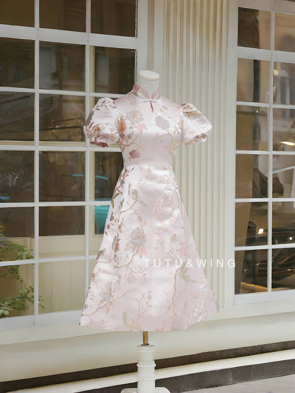 Lucky Bird Silk | Summer Mommys Puffed Blouse A-line Dress