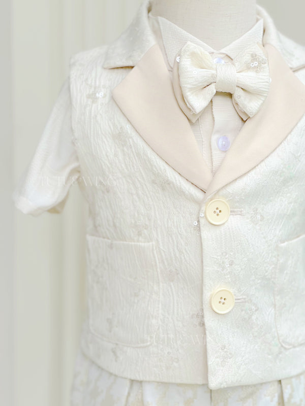 Avalon | Pure White Spring/Summer Three-Piece Suit Set for Boys