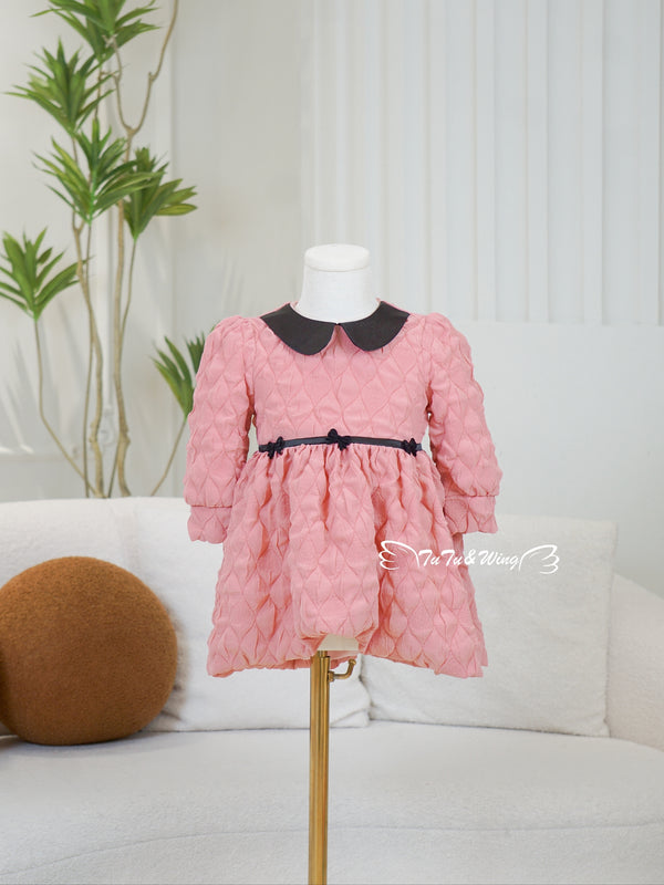 Bubble Puff Dress | Merlot Pink Girls Long-sleeved Fairy Dress