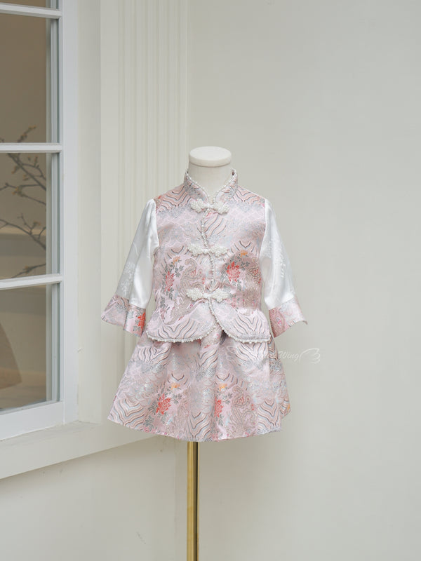 Mimi Pink Peony | Girls Summer Campus Style Two-Piece Outfit