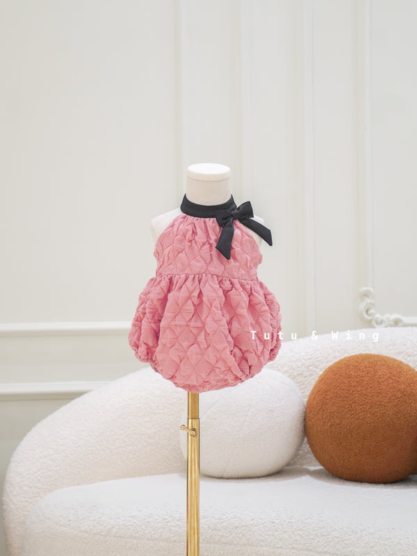 Bubble Puff Dress | Merlot Pink Baby Onesie Summer Dress