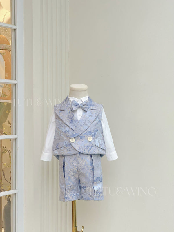 Gradient Ocean | Sky Blue Ombré Three-Piece Suit Set